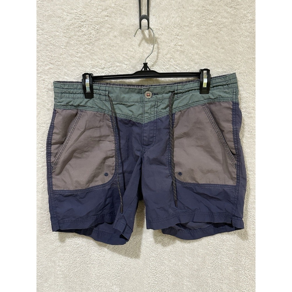 Columbia Down The Path Cotton Outdoor Shorts Women Size 10 Blue Grey Green Hike
